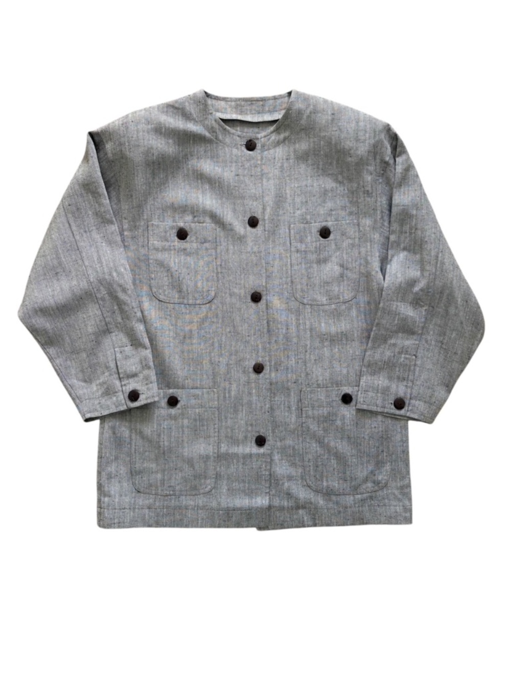 Vintage Linen Blend Chore Jacket Blazer Utility Grey Unbranded Fits Large
